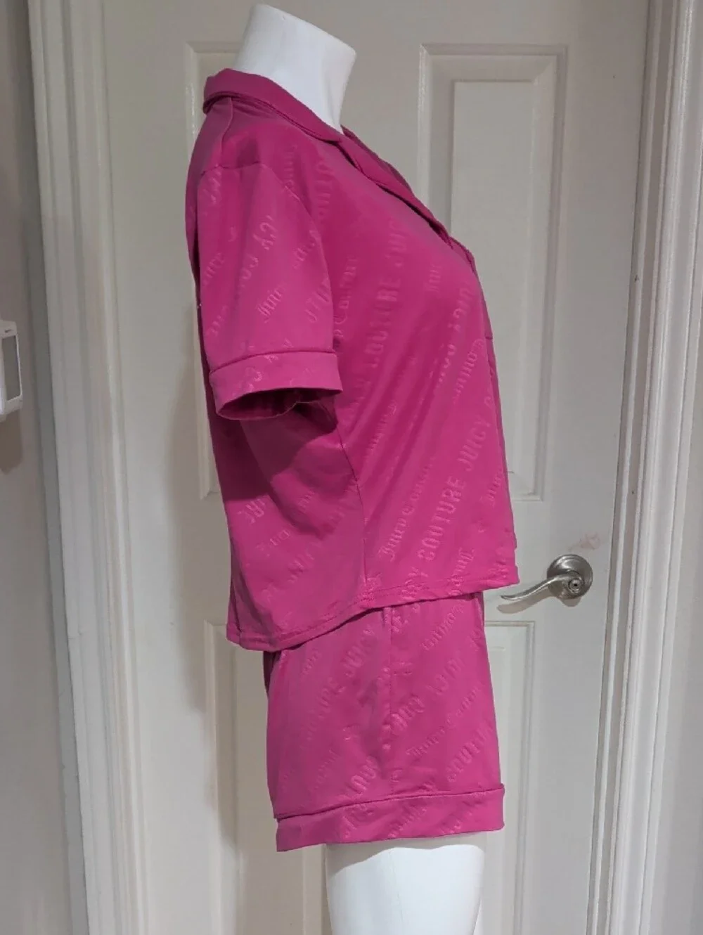 Y2K Retro Juicy Couture Pink Two-Piece Short Pajama Set Women's Medium VTG